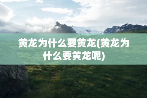 黄龙为什么要黄龙(黄龙为什么要黄龙呢)