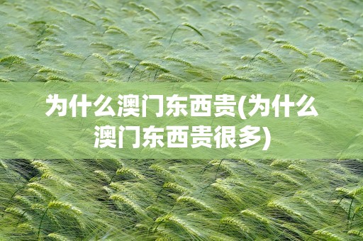 为什么澳门东西贵(为什么澳门东西贵很多)