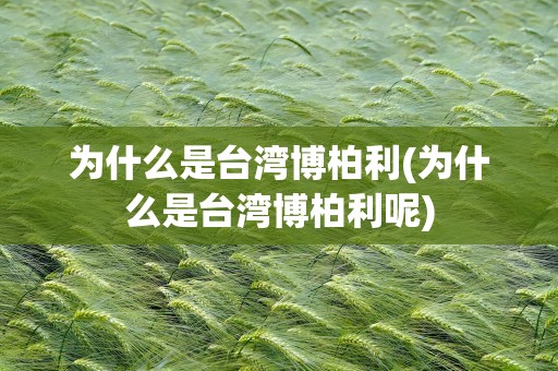 为什么是台湾博柏利(为什么是台湾博柏利呢)