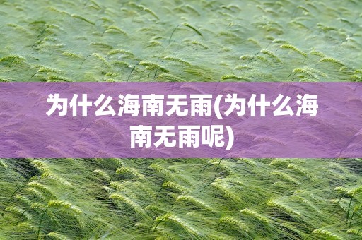 为什么海南无雨(为什么海南无雨呢)