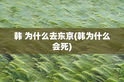 韩 为什么去东京(韩为什么会死)