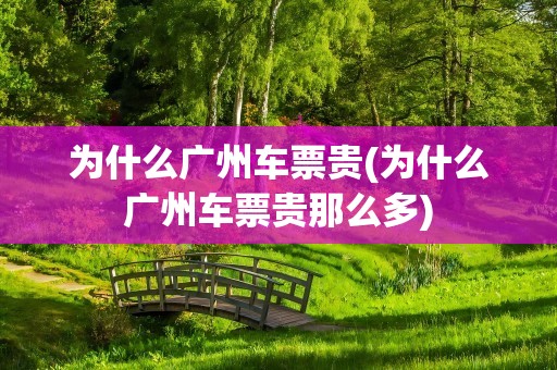 为什么广州车票贵(为什么广州车票贵那么多)