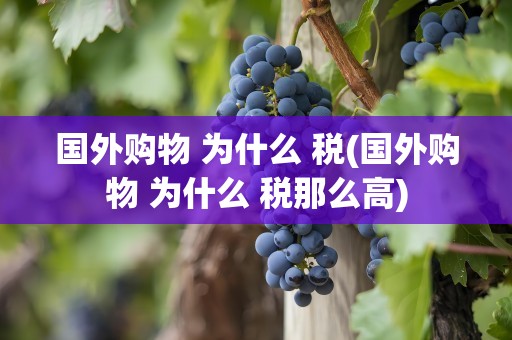 国外购物 为什么 税(国外购物 为什么 税那么高)