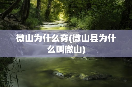 微山为什么穷(微山县为什么叫微山)