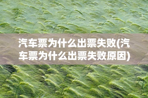 汽车票为什么出票失败(汽车票为什么出票失败原因)