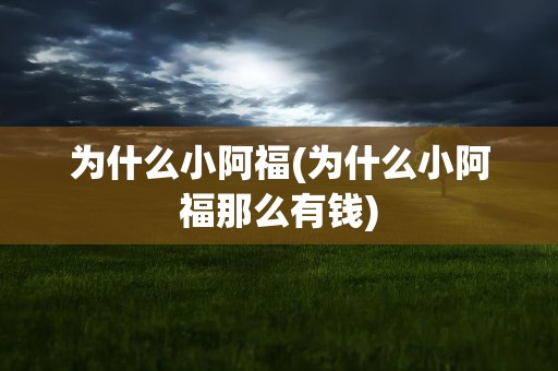 为什么小阿福(为什么小阿福那么有钱)