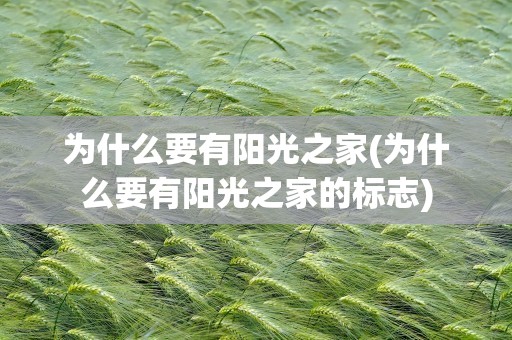 为什么要有阳光之家(为什么要有阳光之家的标志)