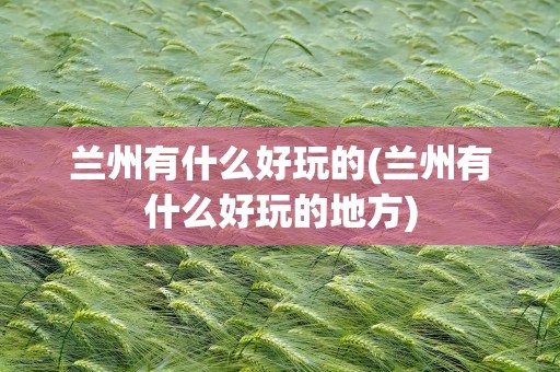 兰州有什么好玩的(兰州有什么好玩的地方)