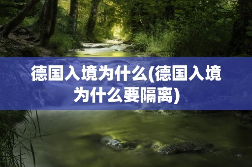 德国入境为什么(德国入境为什么要隔离)