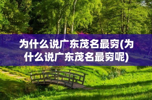 为什么说广东茂名最穷(为什么说广东茂名最穷呢)