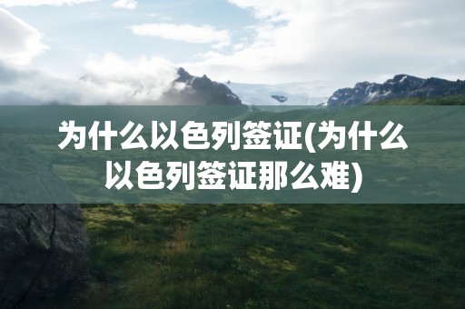 为什么以色列签证(为什么以色列签证那么难)