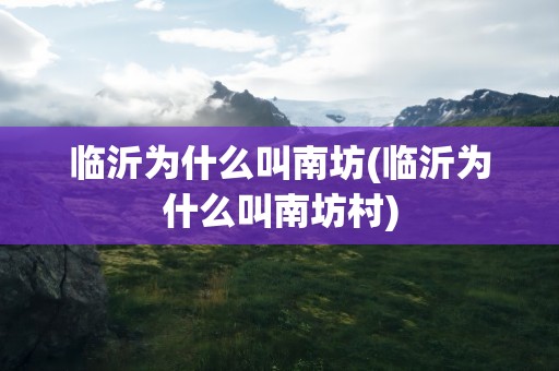 临沂为什么叫南坊(临沂为什么叫南坊村)