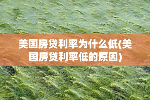 美国房贷利率为什么低(美国房贷利率低的原因)