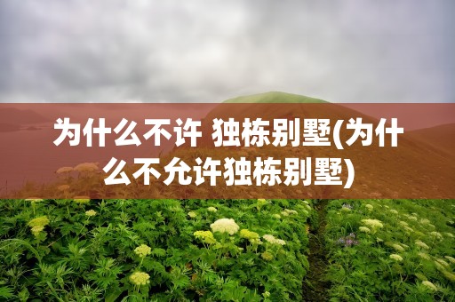 为什么不许 独栋别墅(为什么不允许独栋别墅)