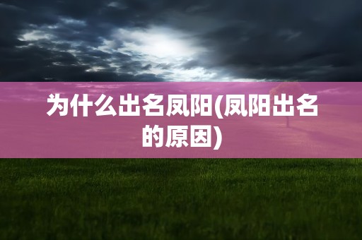 为什么出名凤阳(凤阳出名的原因)