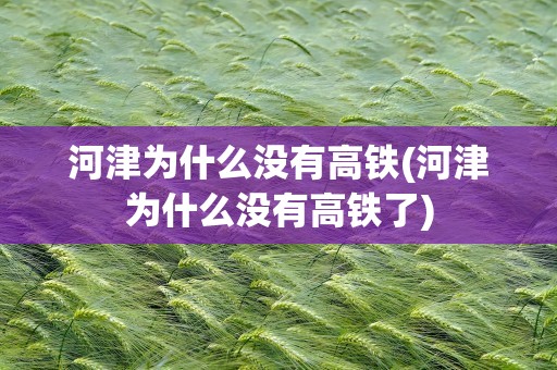 河津为什么没有高铁(河津为什么没有高铁了)