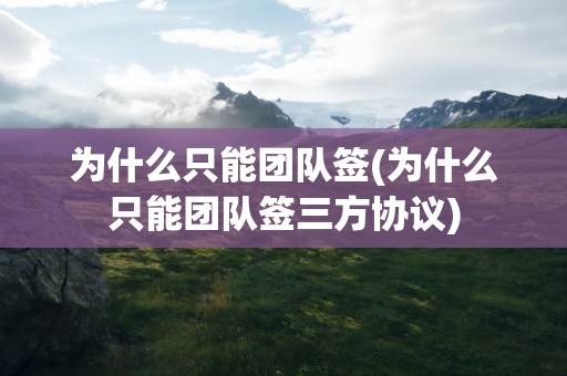 为什么只能团队签(为什么只能团队签三方协议)