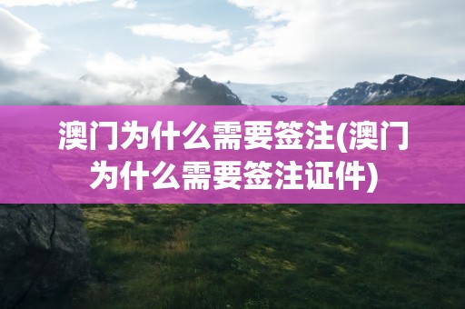 澳门为什么需要签注(澳门为什么需要签注证件)
