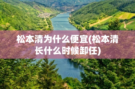松本清为什么便宜(松本清长什么时候卸任)