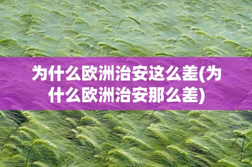 为什么欧洲治安这么差(为什么欧洲治安那么差)