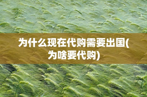 为什么现在代购需要出国(为啥要代购)