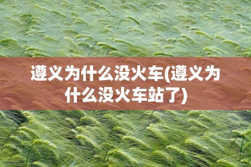 遵义为什么没火车(遵义为什么没火车站了)