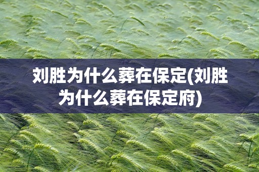 刘胜为什么葬在保定(刘胜为什么葬在保定府)