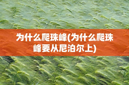 为什么爬珠峰(为什么爬珠峰要从尼泊尔上)