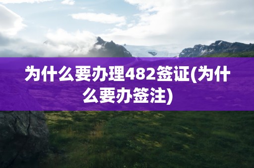 为什么要办理482签证(为什么要办签注)