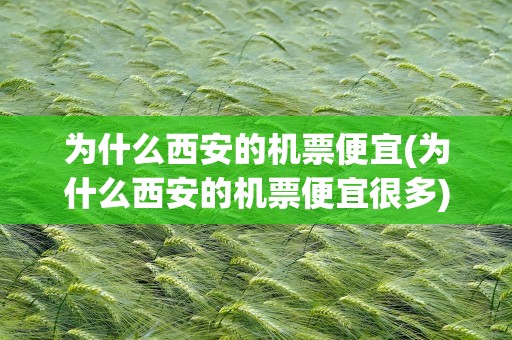 为什么西安的机票便宜(为什么西安的机票便宜很多)