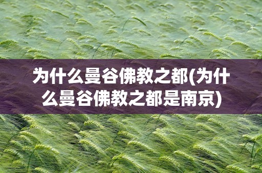 为什么曼谷佛教之都(为什么曼谷佛教之都是南京)