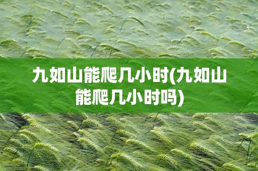九如山能爬几小时(九如山能爬几小时吗)