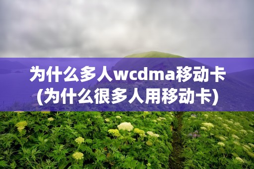 为什么多人wcdma移动卡(为什么很多人用移动卡)
