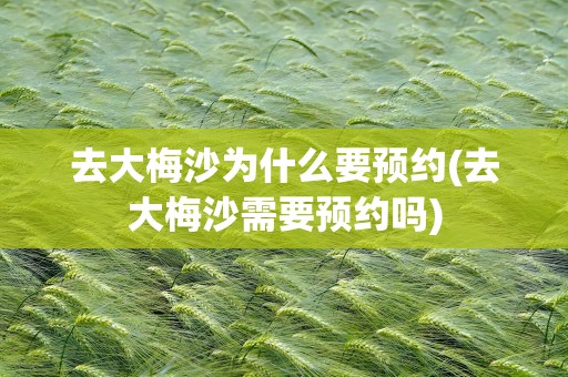 去大梅沙为什么要预约(去大梅沙需要预约吗)