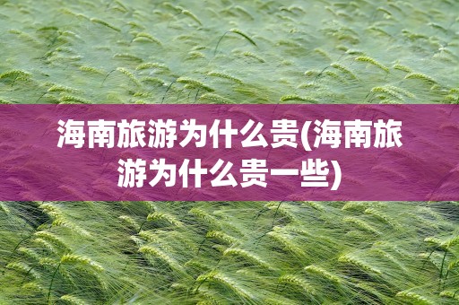 海南旅游为什么贵(海南旅游为什么贵一些)