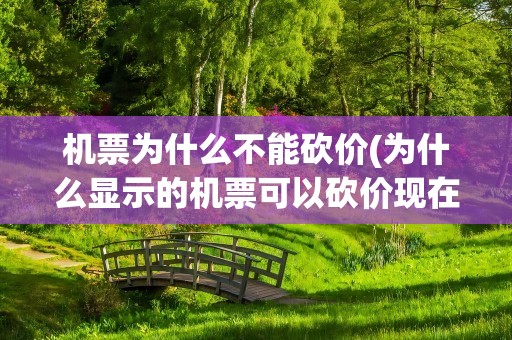 机票为什么不能砍价(为什么显示的机票可以砍价现在不能)