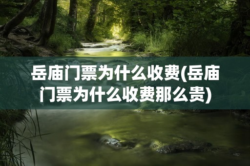 岳庙门票为什么收费(岳庙门票为什么收费那么贵)