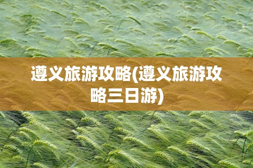 遵义旅游攻略(遵义旅游攻略三日游)