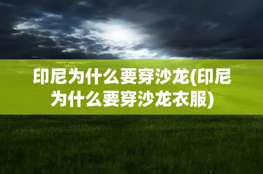 印尼为什么要穿沙龙(印尼为什么要穿沙龙衣服)