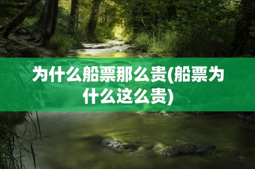 为什么船票那么贵(船票为什么这么贵)