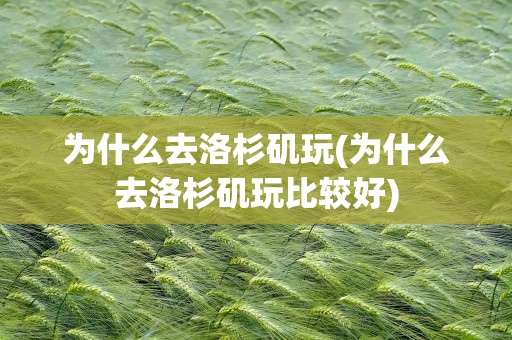 为什么去洛杉矶玩(为什么去洛杉矶玩比较好)