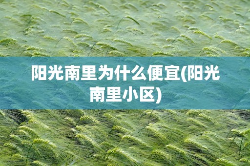 阳光南里为什么便宜(阳光南里小区)