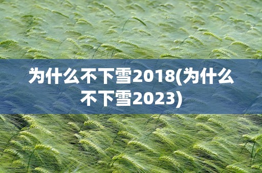 为什么不下雪2018(为什么不下雪2023)