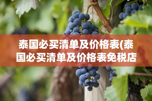 泰国必买清单及价格表(泰国必买清单及价格表免税店)