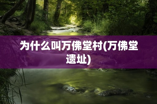 为什么叫万佛堂村(万佛堂遗址)