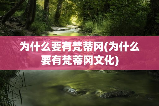 为什么要有梵蒂冈(为什么要有梵蒂冈文化)