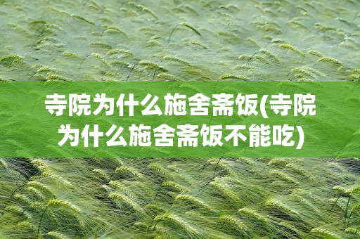 寺院为什么施舍斋饭(寺院为什么施舍斋饭不能吃)