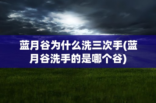 蓝月谷为什么洗三次手(蓝月谷洗手的是哪个谷)