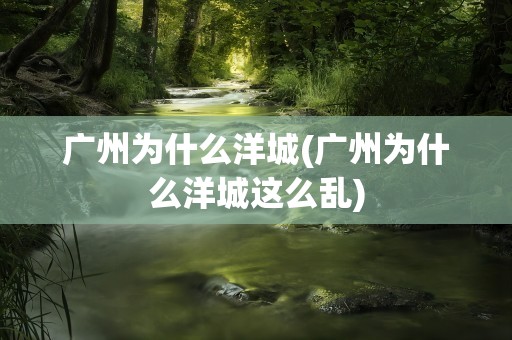 广州为什么洋城(广州为什么洋城这么乱)