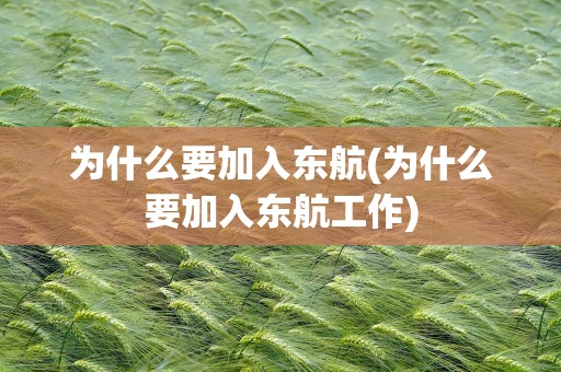 为什么要加入东航(为什么要加入东航工作)